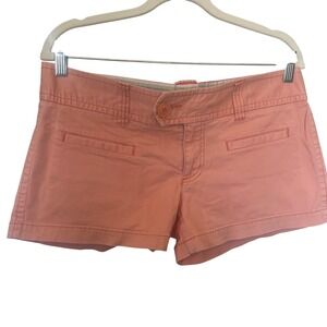 American Eagle Women Stretch Chino Shorts 8 Coral Pink Mid Rise Casual Summer AE